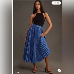 Anthropologie Hutch Pleated Midi Skirt Size S Color Blue